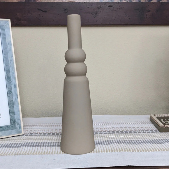 Modern Vase Stoneware Tall Vase Matte Taupe 11.5" Bloomingville Neutral Fall - Picture 3 of 5